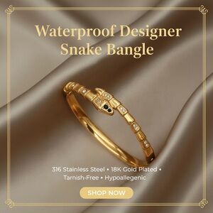 18k Gold Plated Snake Bangle Bracelet